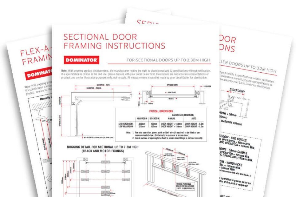 garage door dimensional drawings